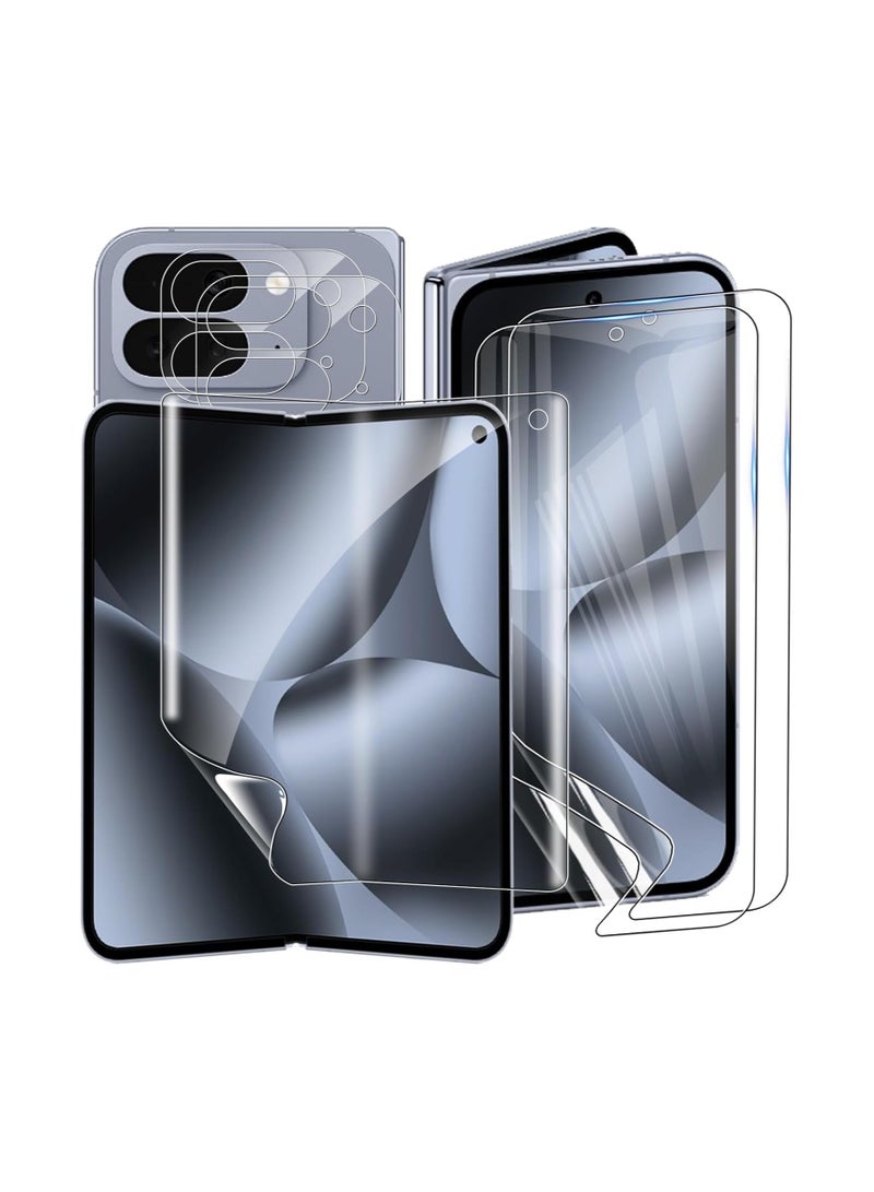 【2+2+2-Piece Set】 Screen Protector Compatible with Google Pixel 10 Pro Fold 2025, 2-Piece Set of Flexible TPU Screen Protectors for Front and Back + Glass Camera Lens Protector, HD Scratch-Resistant - Image 1